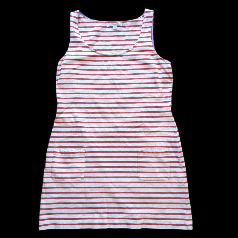 Boden Striped Tank Dress Shoreline Tunic Red White 100% Cotton 8 Preppy Coastal